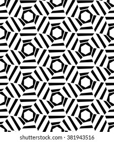 Vector modern seamless geometry pattern hexagon trippy, black and white abstract geometric background, pillow print, monochrome retro texture, hipster fashion design 