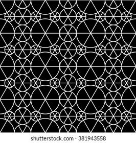 Vector modern seamless geometry pattern circles, black and white abstract geometric background, pillow print, monochrome retro texture, hipster fashion design