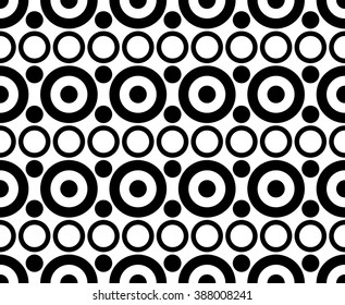 Vector modern seamless geometry pattern circles, black and white abstract geometric background, pillow print, monochrome retro texture, hipster fashion design