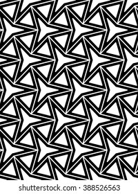 Vector modern seamless geometry pattern three point star, black and white abstract geometric background, pillow print, monochrome retro texture, hipster fashion design