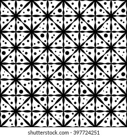 Vector modern seamless geometry pattern floral grid, black and white abstract geometric background, subtle pillow print, monochrome retro texture, hipster fashion design
