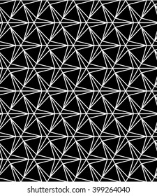 Vector modern seamless geometry pattern three point star, black and white abstract geometric background, pillow print, monochrome retro texture, hipster fashion design