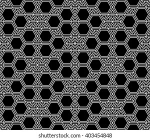 Vector modern seamless geometry pattern hexagon, black and white abstract geometric background, subtle pillow print, monochrome retro texture, hipster fashion design