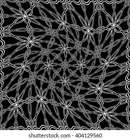 Vector modern seamless geometry pattern floral grid, black and white abstract geometric background, subtle pillow print, monochrome retro texture, hipster fashion design