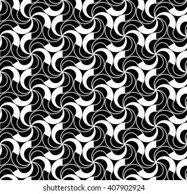 Vector modern seamless geometry pattern twirl, black and white abstract geometric background, subtle pillow print, monochrome retro texture, hipster fashion design