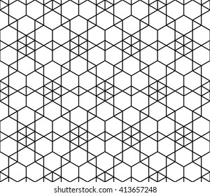 Vector modern seamless geometry pattern hexagon, black and white abstract geometric background, subtle pillow print, monochrome retro texture, hipster fashion design
