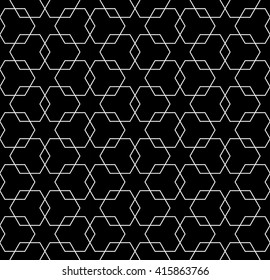 Vector modern seamless geometry pattern hexagon, black and white abstract geometric background, subtle pillow print, monochrome retro texture, hipster fashion design