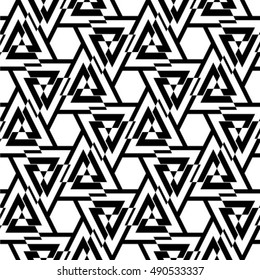 Vector modern seamless geometry pattern triangle, 
black and white abstract geometric background, 
monochrome retro texture, hipster fashion design.
