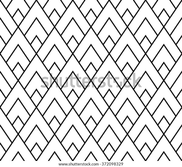 白黒の抽象的幾何学的背景にベクター画像現代のシームレスな幾何学模様の三角形 枕プリント モノクロのレトロなテクスチャー ヒップスターファッションデザイン のベクター画像素材 ロイヤリティフリー