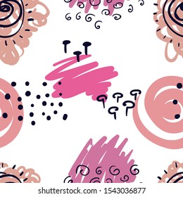 Vector modern seamless pattern with colorful hand draw abstract elements, doodles. Can be used for wallpaper, pattern fills, web page, surface textures, textile print, wrapping paper, presentation