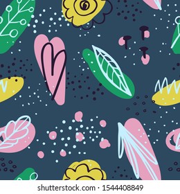 Vector modern seamless pattern with colorful hand draw abstract elements, doodles. Can be used for wallpaper, pattern fills, web page, surface textures, textile print, wrapping paper, presentation