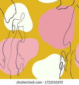Vector moderno y sin fisuras con elementos abstractos de dibujo a mano coloridos, doodles. Utilícelo para papel tapiz, impresión textil, rellenos de patrones, página web, texturas superficiales, papel envolvente, presentación de diseño