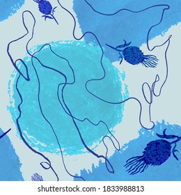 Patrón vectorial moderno sin fisuras con elementos abstractos de dibujo manual colorido, garabatos. Utilícelo para papel tapiz, impresión textil, rellenos de patrones, página web, texturas superficiales, papel envolvente, presentación de diseño