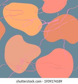 Patrón vectorial moderno sin fisuras con elementos abstractos de dibujo manual colorido, garabatos. Utilícelo para papel tapiz, impresión textil, rellenos de patrones, página web, texturas superficiales, papel envolvente, presentación de diseño