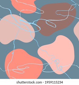 Patrón vectorial moderno sin fisuras con elementos abstractos de dibujo manual colorido, garabatos. Utilícelo para papel tapiz, impresión textil, rellenos de patrones, página web, texturas superficiales, papel envolvente, presentación de diseño