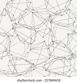 Vector modern seamless pattern with lines and circles. Abstract geometric shapes connecting in nodes.