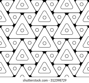 Vector modern seamless pattern round triangles ,black and white textile print,stylish background, abstract texture, monochrome fashion design, bed sheets or pillow pattern
