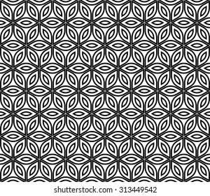 Vector modern seamless pattern sacred geometry ,black and white textile print,stylish background, abstract texture, monochrome fashion design, bed sheets or pillow pattern
