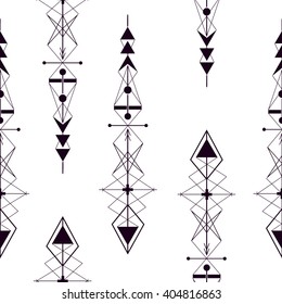  Vector modern seamless pattern sacred geometry,black and white textile print, abstract texture, monochrome fashion design
