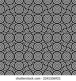  Vector modern seamless sacred geometry pattern.black and white abstract geometric background wallpaper print monochrome retro texture.Modern stylish texture. Repeating geometric tiles. 