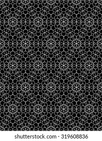 Vector modern seamless  sacred geometry pattern web, black and white abstract geometric background