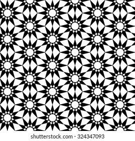Vector modern seamless sacred geometry pattern polygon, black and white abstract geometric background, trendy print, monochrome retro texture, hipster fashion design