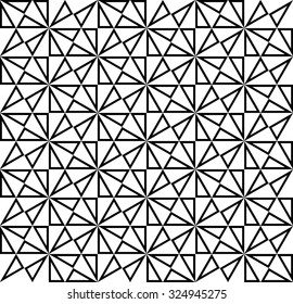 Vector modern seamless sacred geometry pattern polygon, black and white abstract geometric background, trendy print, monochrome retro texture, hipster fashion design