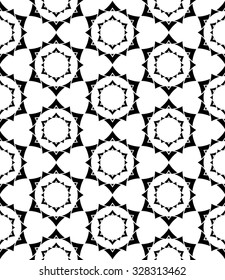 Vector modern seamless sacred geometry pattern floral, black and white abstract geometric background, trendy print, monochrome retro texture, hipster fashion design