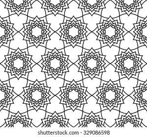 Vector modern seamless sacred geometry pattern floral, black and white abstract geometric background, trendy print, monochrome retro texture, hipster fashion design