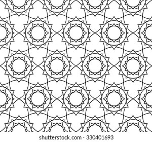 Vector modern seamless sacred geometry pattern floral, black and white abstract geometric background, trendy print, monochrome retro texture, hipster fashion design