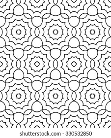 Vector modern  seamless  sacred geometry pattern floral, black and white abstract geometric background, trendy print, monochrome retro texture, hipster fashion design