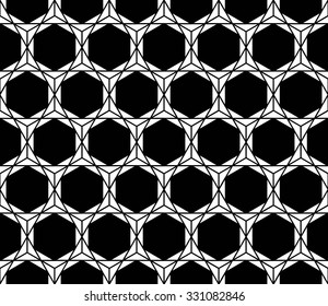 Vector modern seamless sacred geometry pattern hexagon, black and white abstract geometric background, trendy print, monochrome retro texture, hipster fashion design 