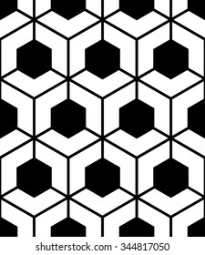 Vector modern seamless sacred geometry pattern, black and white abstract geometric background, pillow print, monochrome retro texture, hipster fashion design 