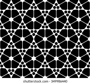 Vector modern seamless  sacred geometry pattern islamic, black and white abstract geometric background, pillow print, monochrome retro texture, hipster fashion design