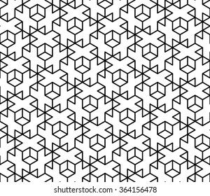 Vector modern seamless sacred geometry pattern 3d, black and white abstract geometric background, pillow print, monochrome retro texture, hipster fashion design 