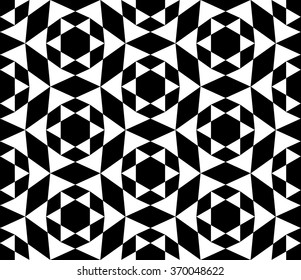 Vector modern seamless sacred geometry pattern star, black and white abstract geometric background, pillow print, monochrome retro texture, hipster fashion design