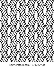 Vector modern seamless sacred geometry pattern hexagon, black and white abstract geometric background, pillow print, monochrome retro texture, hipster fashion design 
