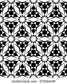 Vector modern seamless sacred geometry pattern floral, black and white abstract geometric background, pillow print, monochrome retro texture, hipster fashion design 
