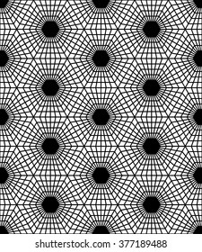 Vector modern seamless  sacred geometry pattern hexagon, black and white abstract geometric background.