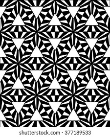 Vector modern seamless sacred geometry pattern hexagon, black and white abstract geometric background.