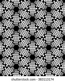 Vector modern seamless  sacred geometry pattern hexagon, black and white abstract geometric background, pillow print, monochrome retro texture, hipster fashion design
