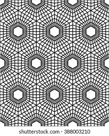 Vector modern seamless  sacred geometry pattern hexagon, black and white abstract geometric background, pillow print, monochrome retro texture, hipster fashion design