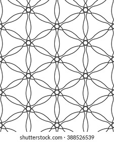 Vector modern seamless sacred geometry pattern flower of life, black and white abstract geometric background, pillow print, monochrome retro texture, hipster fashion design