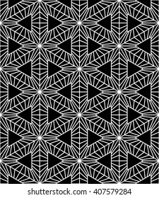 Vector modern seamless sacred geometry pattern hexagon, black and white abstract geometric background, pillow print, monochrome retro texture, hipster fashion design