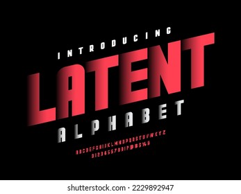 Vector of modern shadow display alphabet design with uppercase, numbers and symbols
