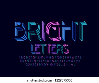 Vector modern shadow Letters, Numbers and Symbols. Bright colorful  Alphabet.  Creative 3D Font.