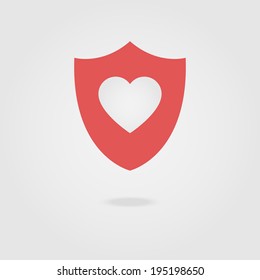 Vector Modern Shield Icon With Heart.