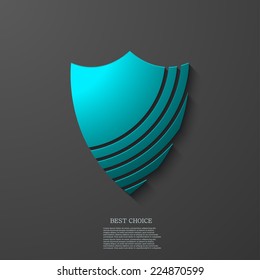 Vector Modern Shield Icon On Gray Background. Protect Your Company