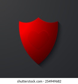 Vector modern shield icon on gray background