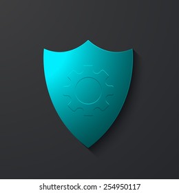 Vector modern shield icon on gray background